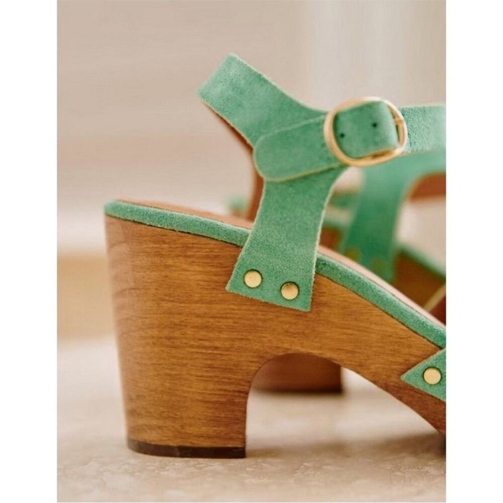 SEZANE Isabelle Green Suede Clogs Sandals 36 6 - Picture 5 of 12